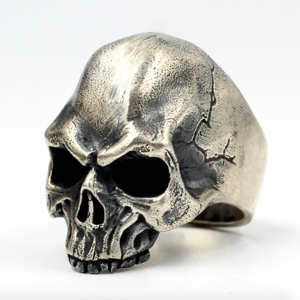 Men's Sterling Silver Biker Skull Ring