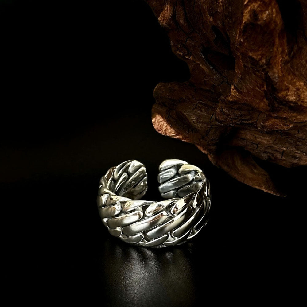 Men’s Sterling Silver Braided Armor Ring