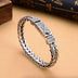 Men’s Sterling Silver Braided Bracelet with Ivy Pattern Clasp