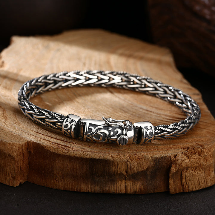 Men’s Sterling Silver Braided Wheat Chain Bracelet