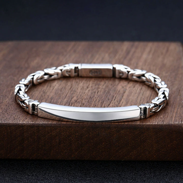 Men’s Sterling Silver Byzantine Chain ID Bracelet