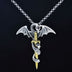 Men's Sterling Silver Flying Dragon Sword Necklace