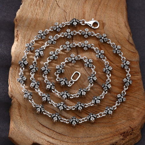 Men’s Sterling Silver Gothic Cross Link Chain 20"-24"
