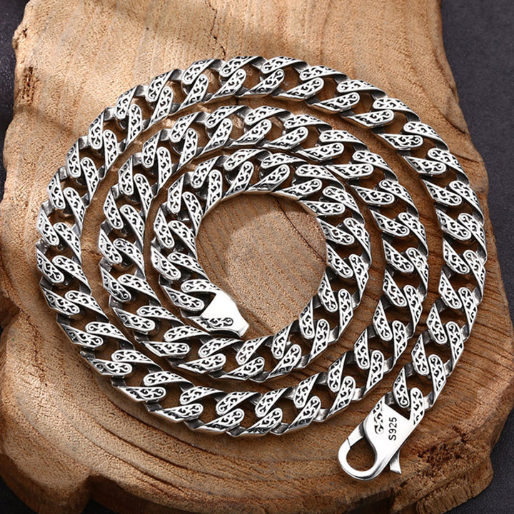 Men's Sterling Silver Ivy Pattern Cuban Link Chain