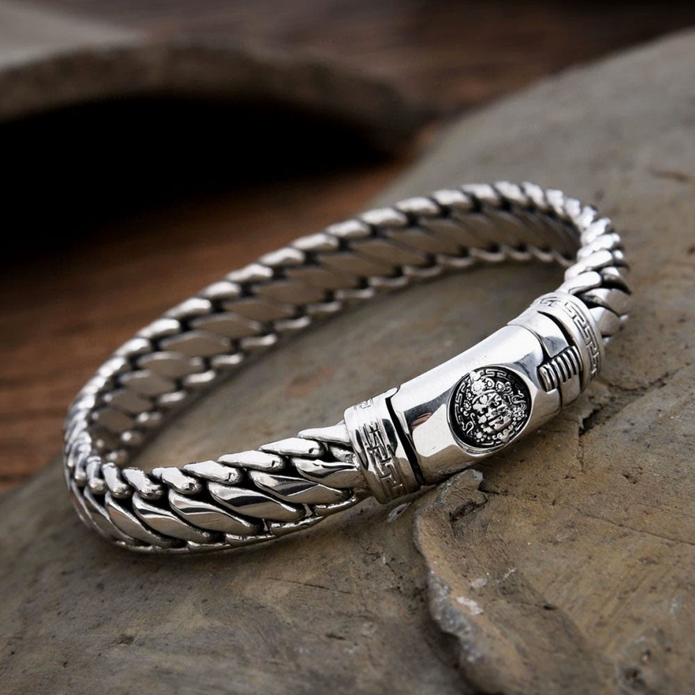 Men's Sterling Silver Mahakala Chain Bracelet