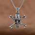Men's Sterling Silver Skull and Crossbones Pendant Necklace