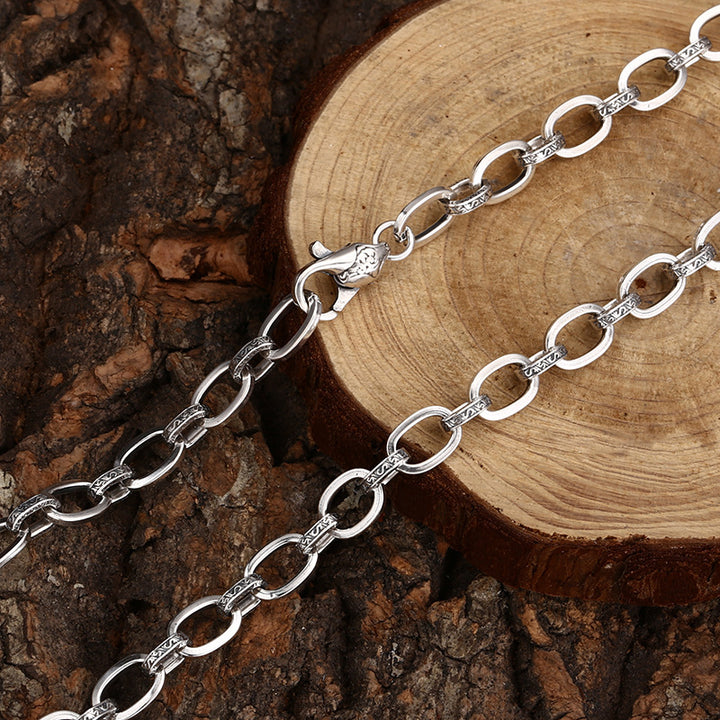 Men’s Sterling Silver Textured Oval Link Chain