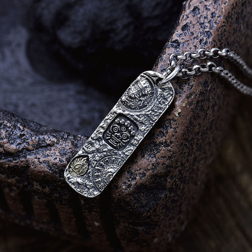 Men’s Sterling Silver Tibetan God of Wealth Necklace