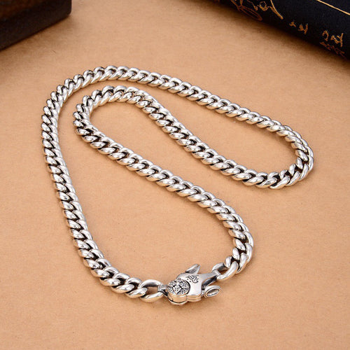 Men’s Sterling Silver Vajra Clasp Cuban Link Chain