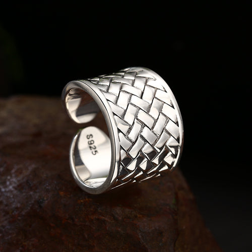 Men’s Sterling Silver Woven Pattern Open Ring