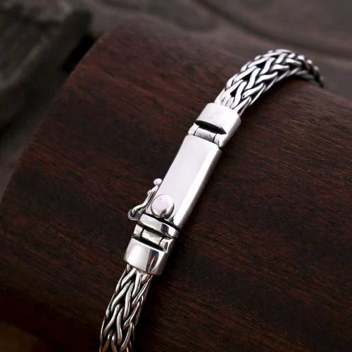 Men’s Sterling Silver Woven Wheat Chain Bracelet