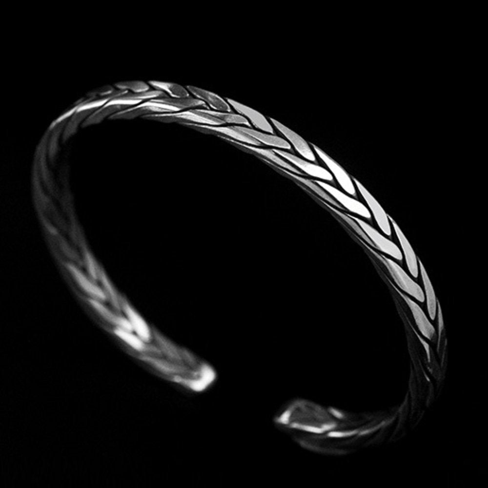 Men's Fine Silver Braided Cuff Bracelet