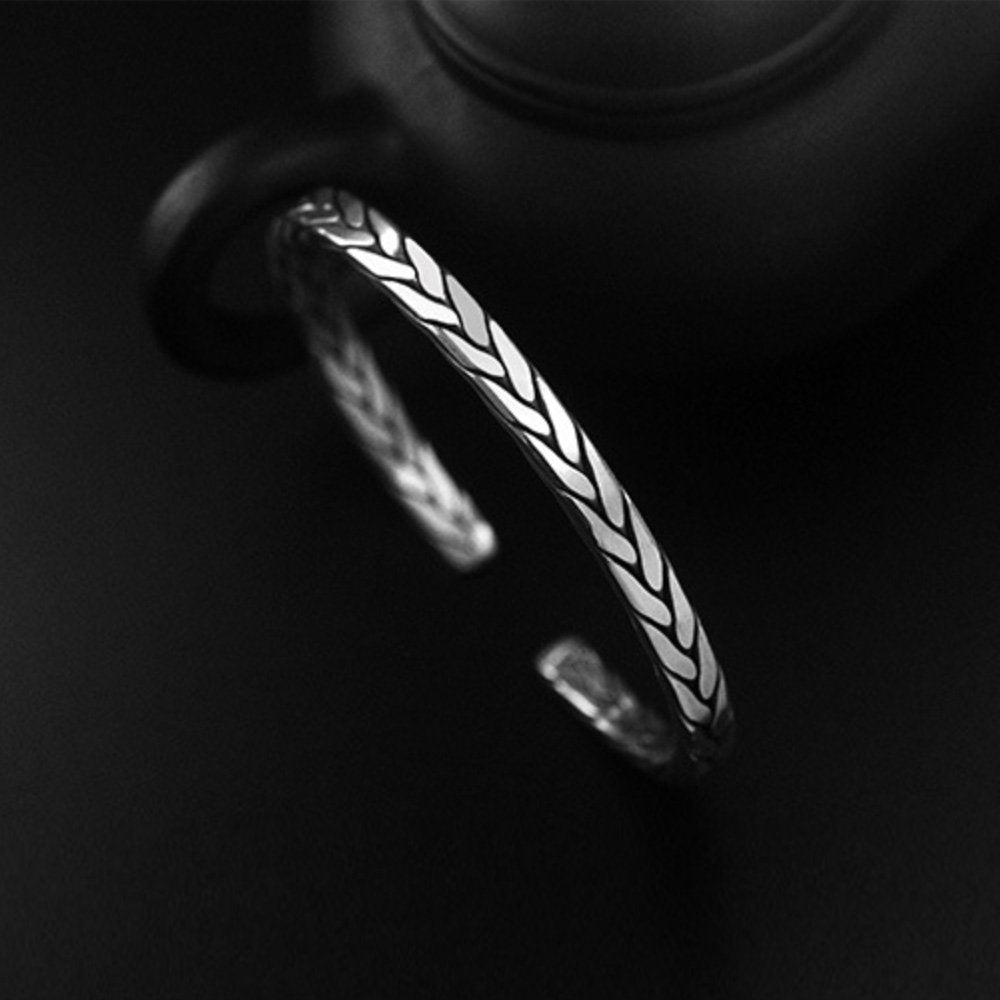 Men's Fine Silver Braided Cuff Bracelet