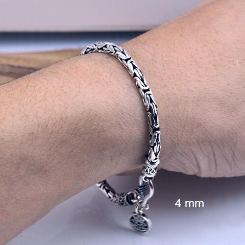 Men's Fine Silver Byzantine Chain Bracelet