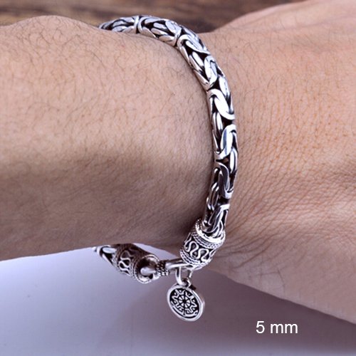 Men's Fine Silver Byzantine Chain Bracelet