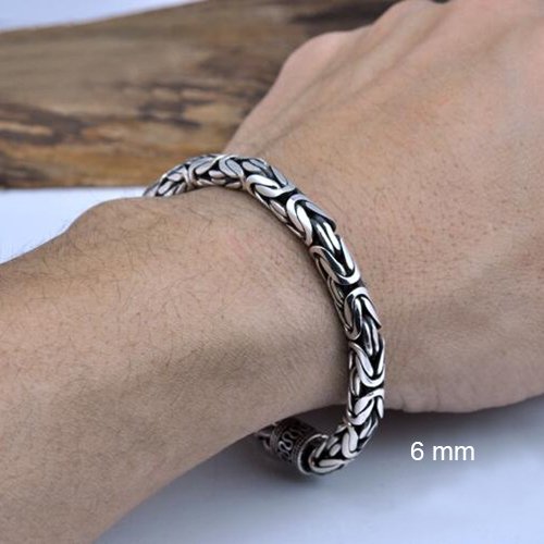 Men's Fine Silver Byzantine Chain Bracelet