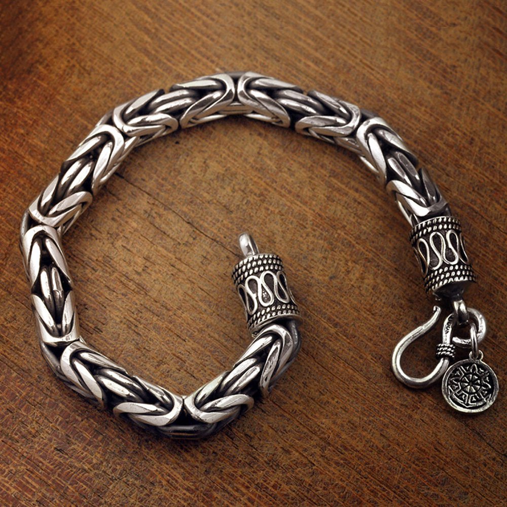 Men's Fine Silver Byzantine Chain Bracelet