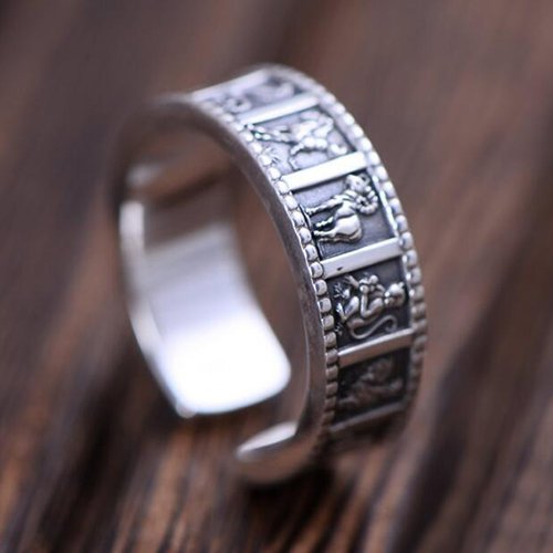 Men's Fine Silver Zodiac Wrap Ring