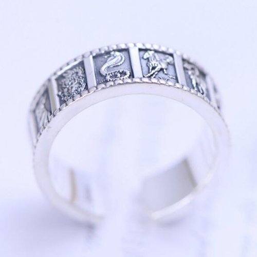 Men's Fine Silver Zodiac Wrap Ring