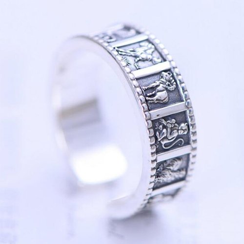 Men's Fine Silver Zodiac Wrap Ring