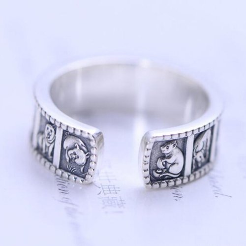 Men's Fine Silver Zodiac Wrap Ring