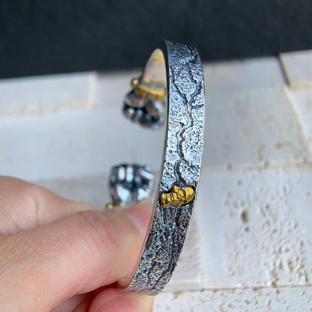 Men's Fine Silver Fists Cuff Bracelet