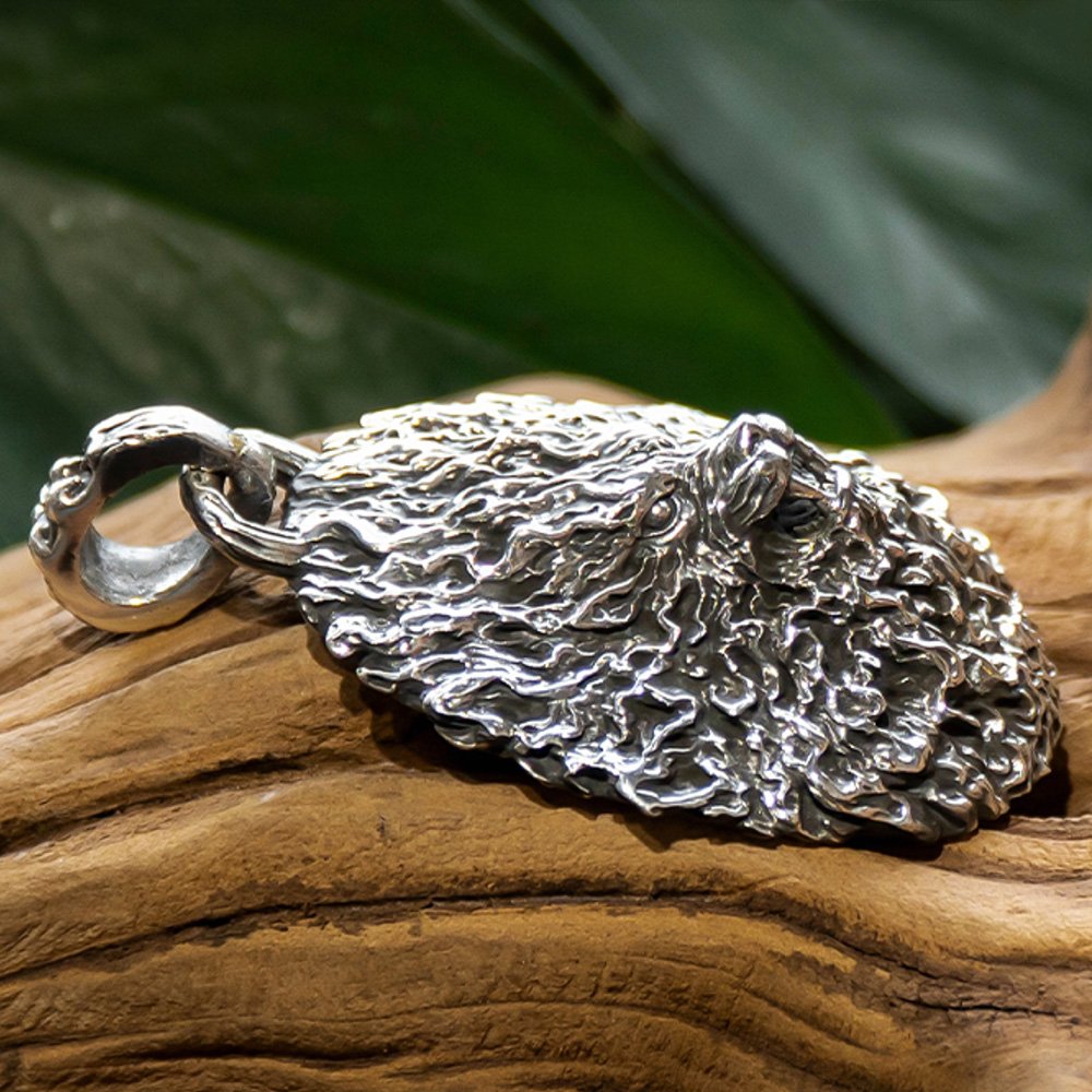 Men's Fine Silver Furious Lion Necklace