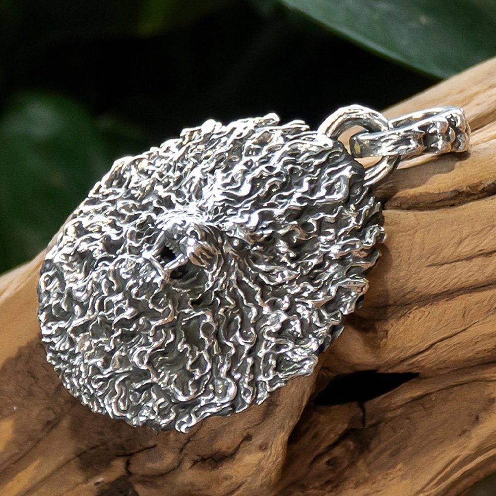 Men's Fine Silver Furious Lion Necklace