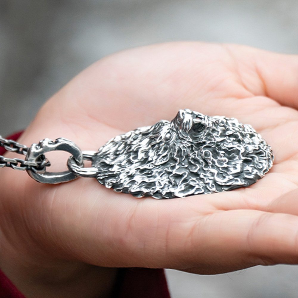 Men's Fine Silver Furious Lion Necklace