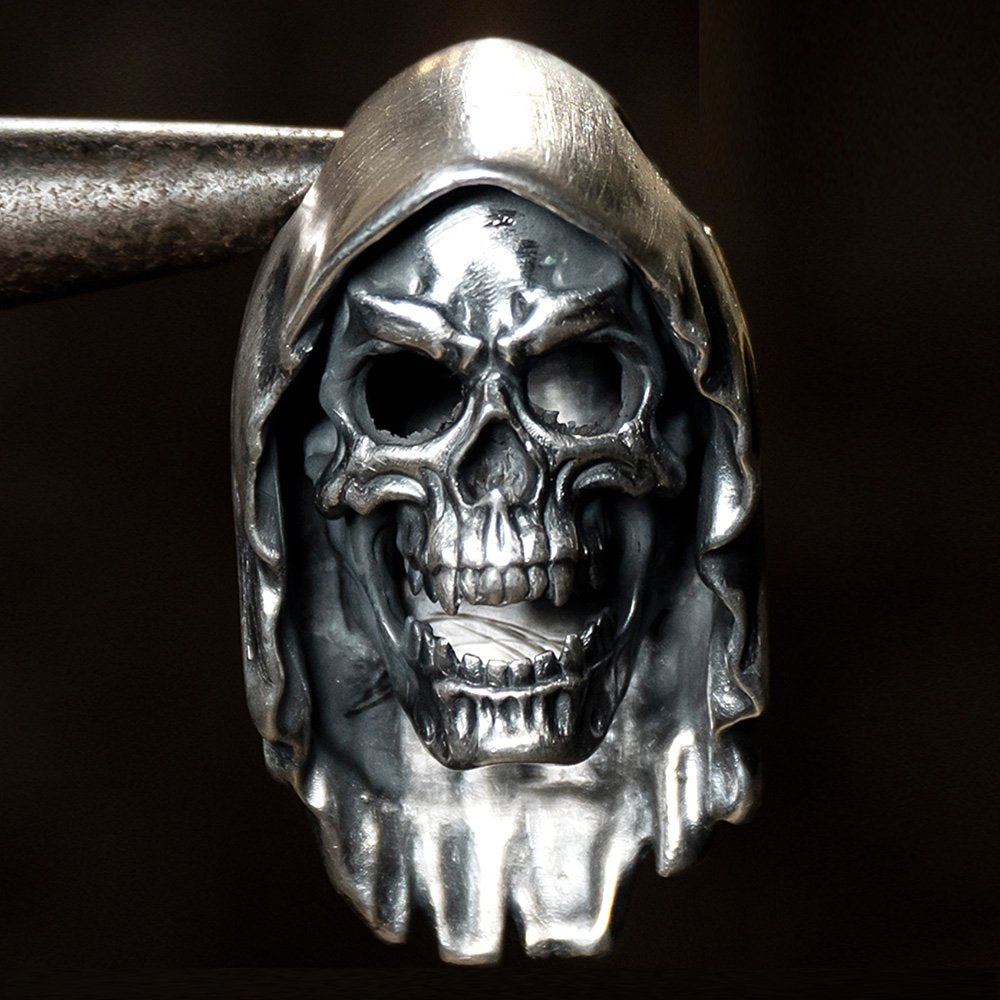 Men's Fine Silver Grim Reaper Skull Necklace