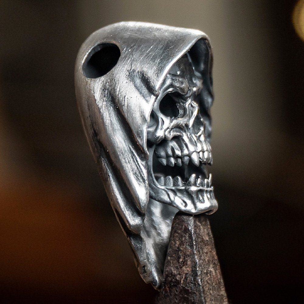 Men's Fine Silver Grim Reaper Skull Necklace