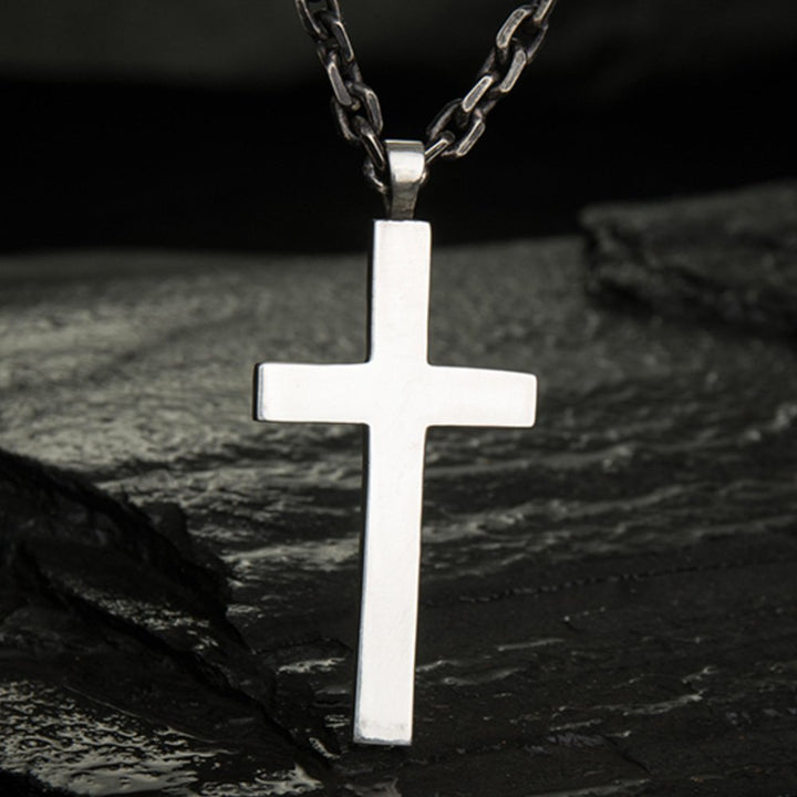 Men's Fine Silver Skull Cross Necklace