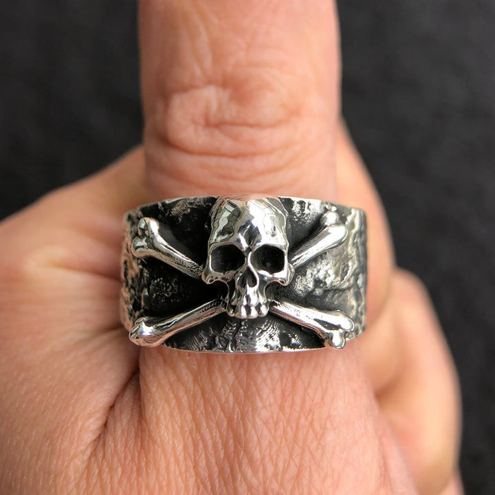 Men's Fine Silver Skull and Crossbones Ring