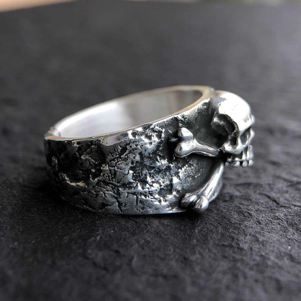 Men's Fine Silver Skull and Crossbones Ring