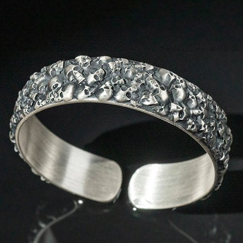 Men's Fine Silver Skulls Cuff Bracelet