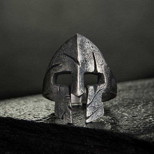 Men's Fine Silver Spartan Helmet Ring