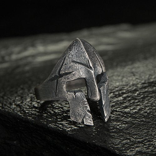 Men's Fine Silver Spartan Helmet Ring