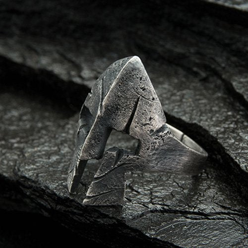 Men's Fine Silver Spartan Helmet Ring