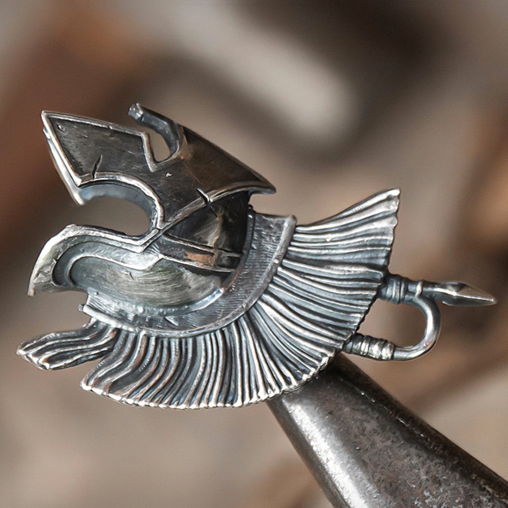 Men's Fine Silver Spartan Mask Necklace