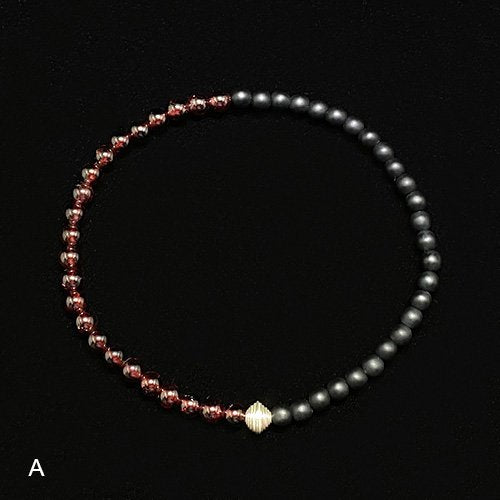 Men's January Birthstone Garnet Beaded Bracelet with Sterling Silver Charms 6.5"-8.5"