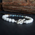 Men's Labradorite and Tridacna Beaded Bracelet with Sterling Silver Charms 6.5"-8.5"