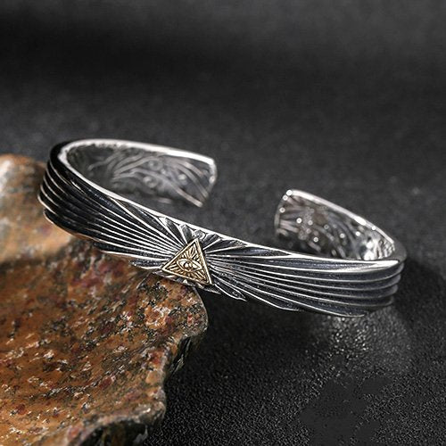 Men's Sterling Silver All-Seeing Eye Cuff Bracelet