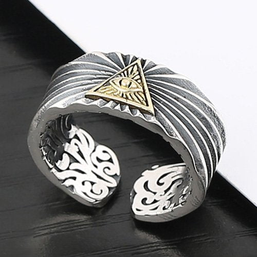 Men's Sterling Silver All-Seeing Eye Ring