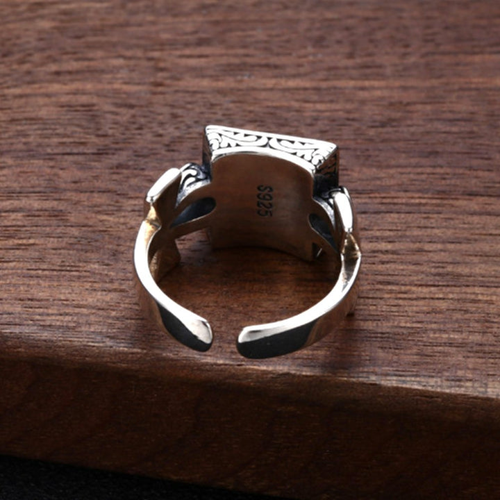 Men's Sterling Silver All-Seeing Eye Square Ring