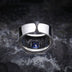 Men's Sterling Silver All Seeing Eye Blue Crystal Ring