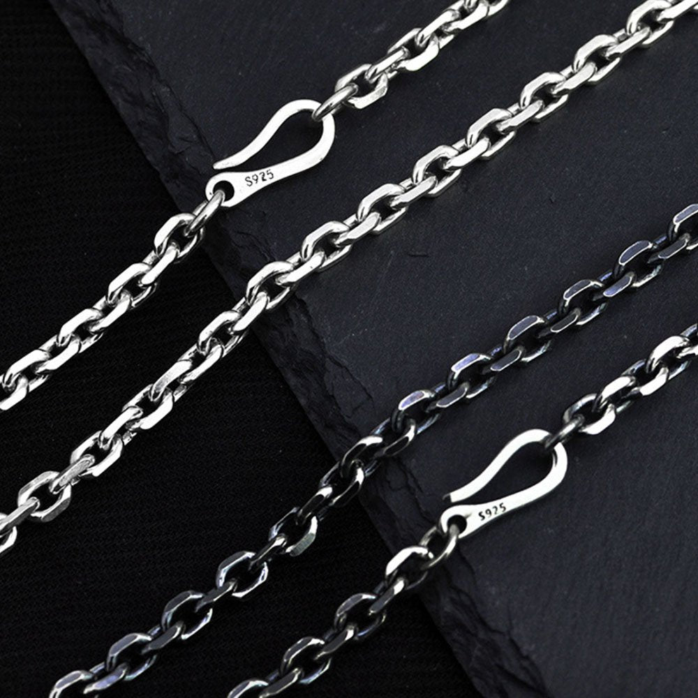 2.5-5 mm Men’s Sterling Silver Anchor Link Chain 18"-28"