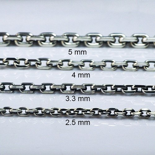 2.5-5 mm Men’s Sterling Silver Anchor Link Chain 18"-28"