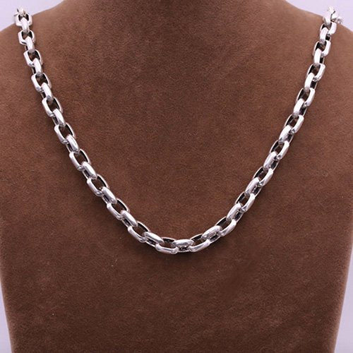 8 mm Men's Sterling Silver Anchor Link Chain 20”-26”