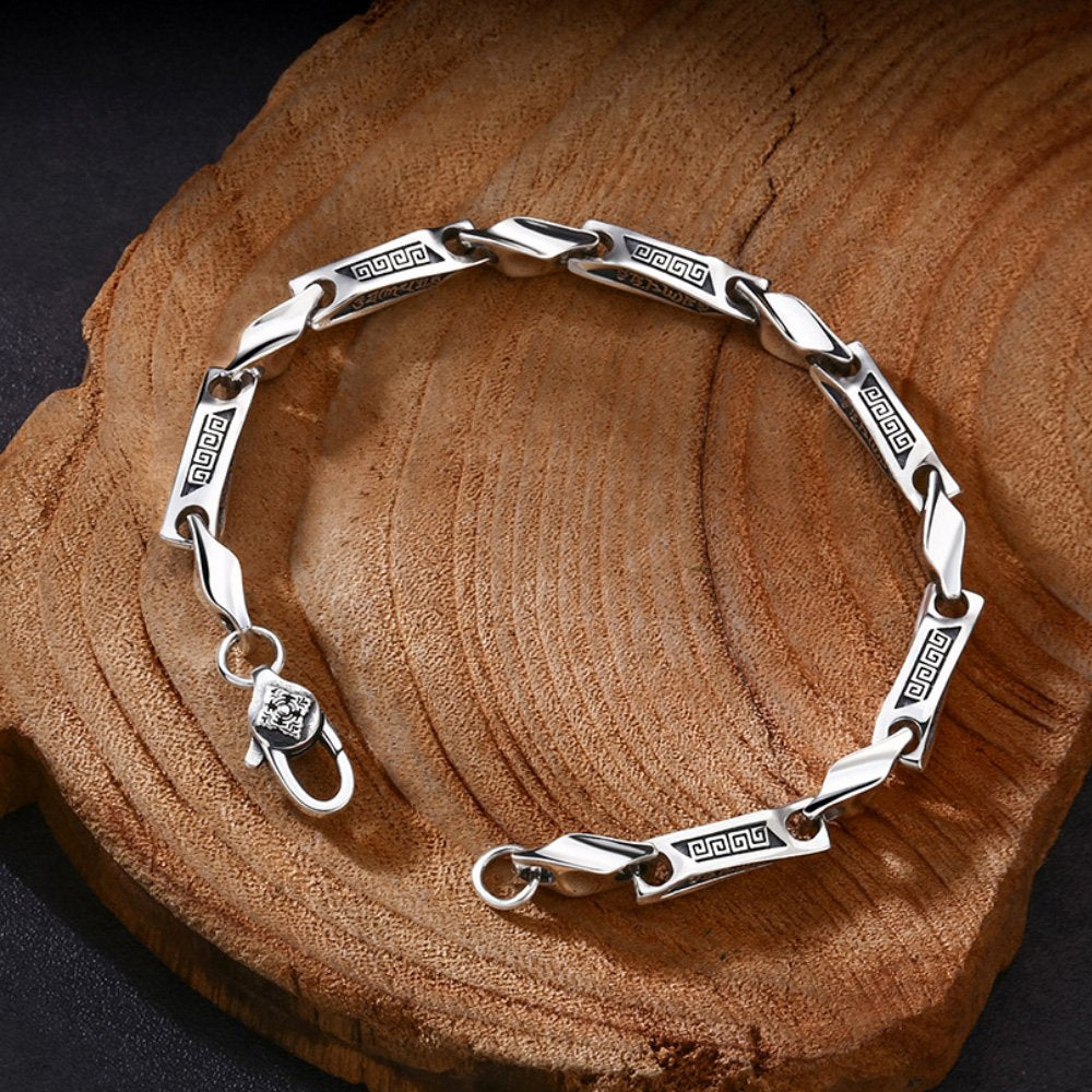 Men's Sterling Silver Bar Links Chain Bracelet