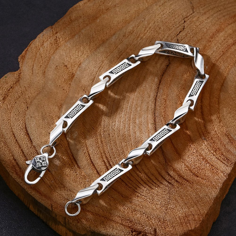 Men's Sterling Silver Bar Links Chain Bracelet